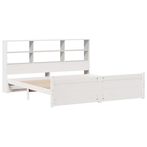 vidaXL Seng med bokhylle uten madrass hvit 180x200 cm heltre furu