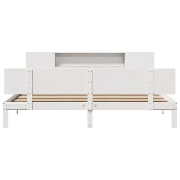 vidaXL Seng med bokhylle uten madrass hvit 180x200 cm heltre furu