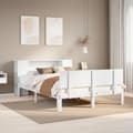 Miniatyrbilde 2 av 11: vidaXL Seng med bokhylle uten madrass hvit 140x200 cm heltre furu