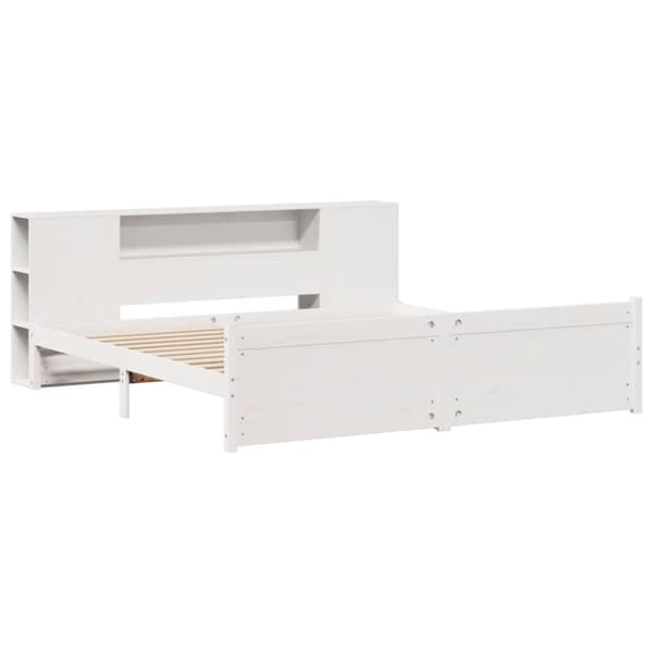 vidaXL seng med reol uden madras 200x200 cm massivt fyrretræ hvid