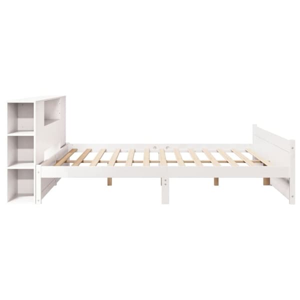 vidaXL seng med reol uden madras 200x200 cm massivt fyrretræ hvid