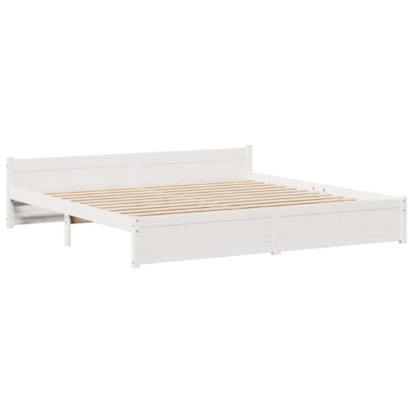 vidaXL seng med reol uden madras 200x200 cm massivt fyrretræ hvid