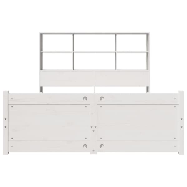 vidaXL Seng med bokhylle uten madrass hvit 160x200 cm heltre furu