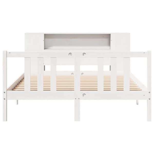 vidaXL Seng med bokhylle uten madrass hvit 140x200 cm heltre furu