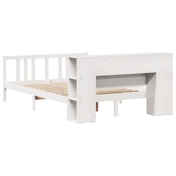vidaXL Seng med bokhylle uten madrass hvit 140x200 cm heltre furu