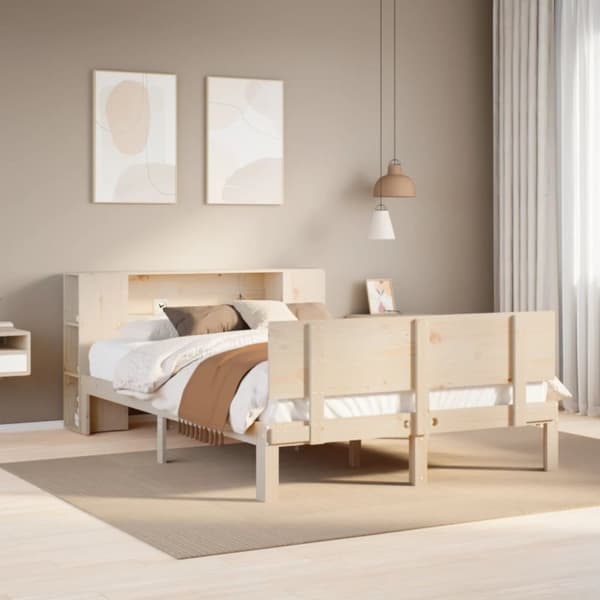 vidaXL seng med reol uden madras 120x200 cm massivt fyrretræ