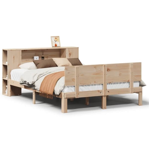 vidaXL seng med reol uden madras 120x200 cm massivt fyrretræ