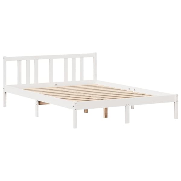 vidaXL Sänky kirjahyllyllä ei patjaa valkoinen 140x200 cm täysi mänty