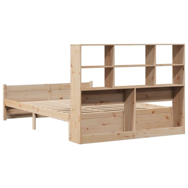 vidaXL Seng med bokhylle uten madrass 140x200 cm heltre furu
