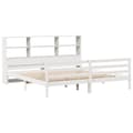 Miniatyrbilde 4 av 11: vidaXL Seng med bokhylle uten madrass hvit 200x200 cm heltre furu