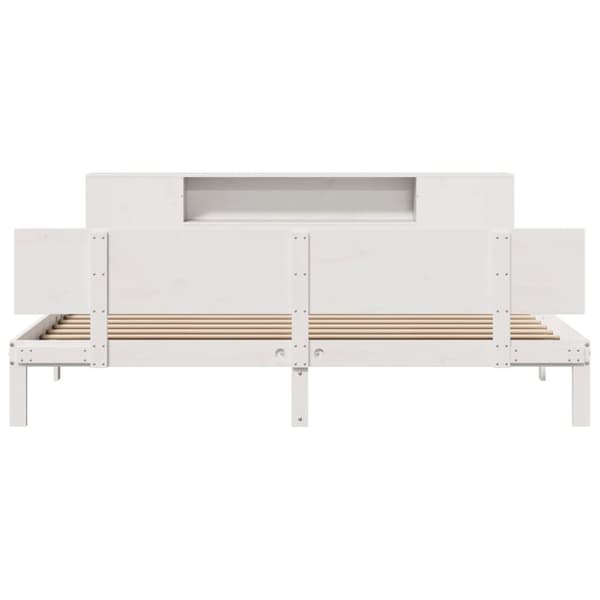 vidaXL Seng med bokhylle uten madrass hvit 200x200 cm heltre furu