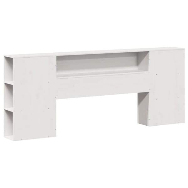 vidaXL Seng med bokhylle uten madrass hvit 200x200 cm heltre furu