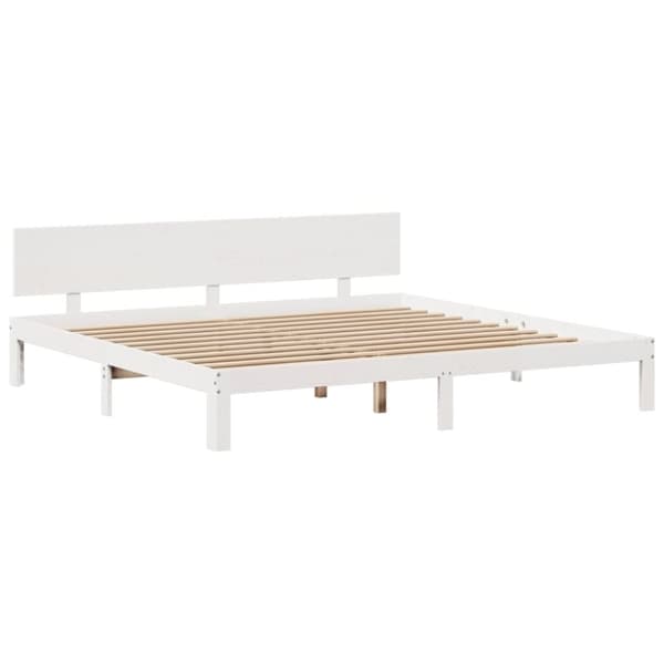 vidaXL Seng med bokhylle uten madrass hvit 200x200 cm heltre furu