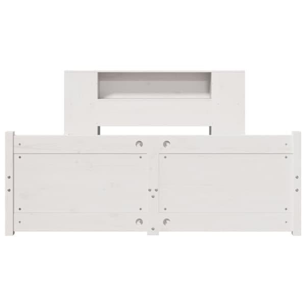 vidaXL Seng med bokhylle uten madrass hvit 150x200 cm heltre furu