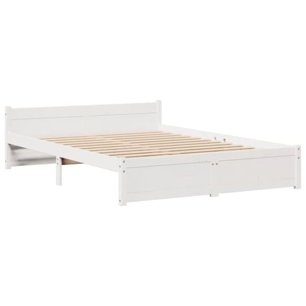 vidaXL Seng med bokhylle uten madrass hvit 150x200 cm heltre furu