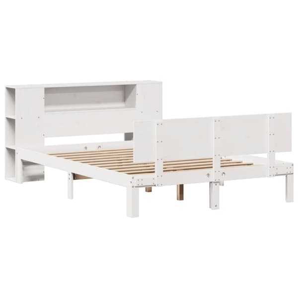 vidaXL seng med reol uden madras 140x200 cm massivt fyrretræ hvid