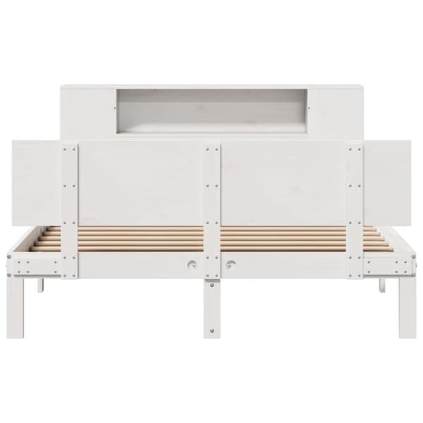 vidaXL seng med reol uden madras 140x200 cm massivt fyrretræ hvid
