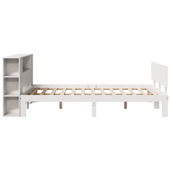 vidaXL seng med reol uden madras 140x200 cm massivt fyrretræ hvid