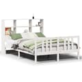 Miniatyrbilde 3 av 11: vidaXL Seng med bokhylle uten madrass hvit 140x200 cm heltre furu