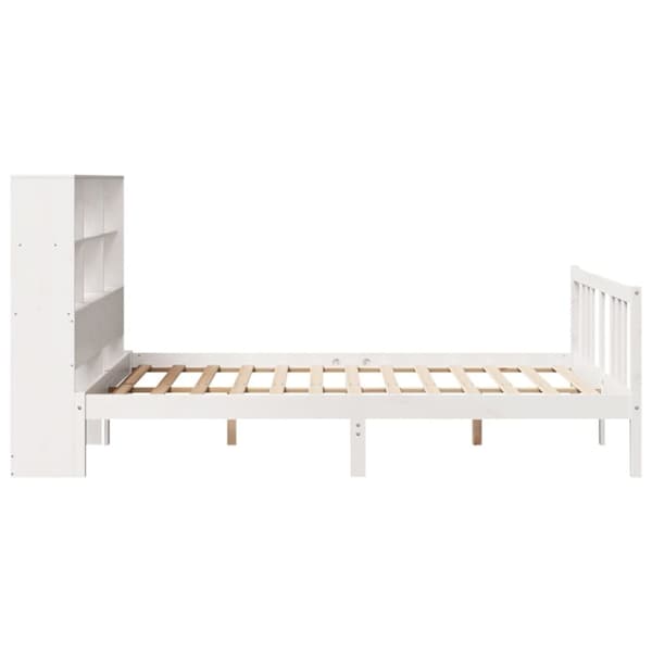 vidaXL Seng med bokhylle uten madrass hvit 140x200 cm heltre furu