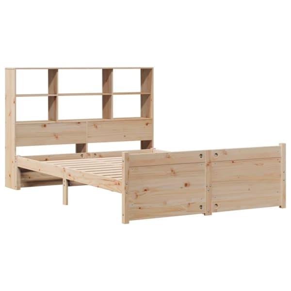vidaXL Sänky kirjahyllyllä ilman patjaa 135x190 cm täysi mänty