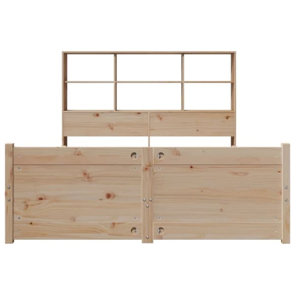 vidaXL Sänky kirjahyllyllä ilman patjaa 135x190 cm täysi mänty