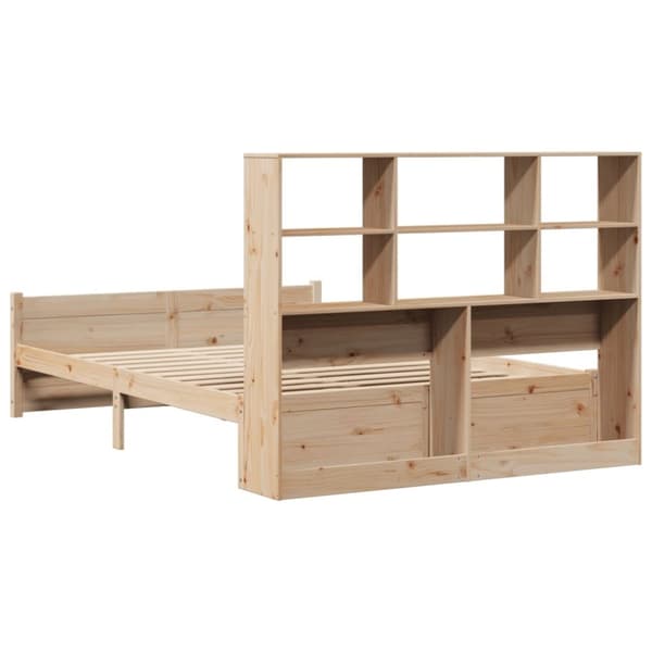 vidaXL Sänky kirjahyllyllä ilman patjaa 135x190 cm täysi mänty
