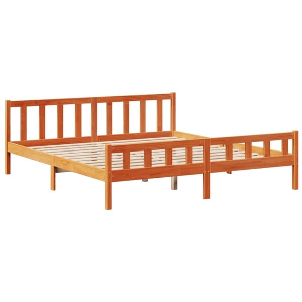 vidaXL Seng med bokhylle uten madrass voksbrun 180x200 cm heltre furu