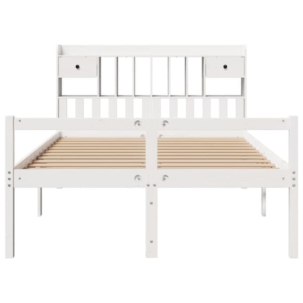 vidaXL Seng med bokhylle uten madrass hvit 150x200 cm heltre furu