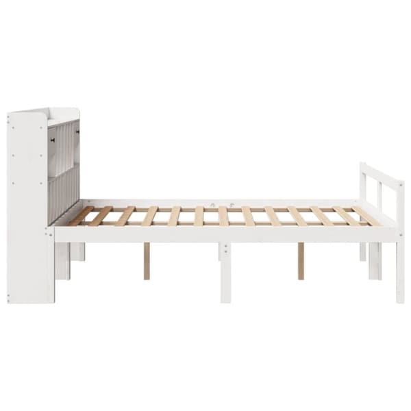 vidaXL Seng med bokhylle uten madrass hvit 150x200 cm heltre furu
