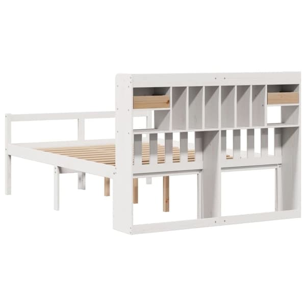 vidaXL Seng med bokhylle uten madrass hvit 150x200 cm heltre furu