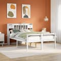 Miniatyrbilde 2 av 11: vidaXL Seng med bokhylle uten madrass hvit 150x200 cm heltre furu