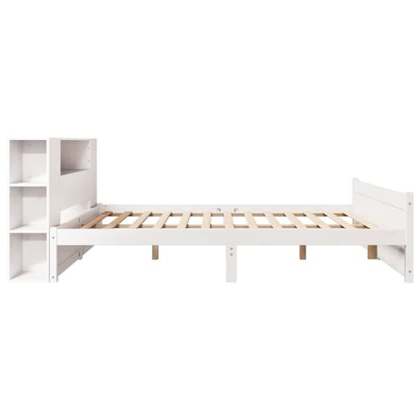 vidaXL seng med reol uden madras 160x200 cm massivt fyrretræ hvid