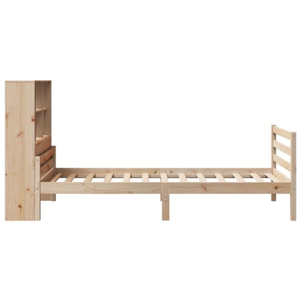 vidaXL Seng med bokhylle uten madrass 100x200 cm heltre furu