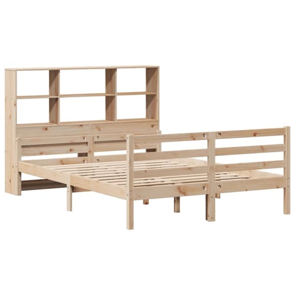 vidaXL Seng med bokhylle uten madrass 150x200 cm heltre furu