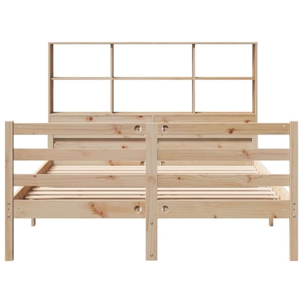 vidaXL Seng med bokhylle uten madrass 150x200 cm heltre furu