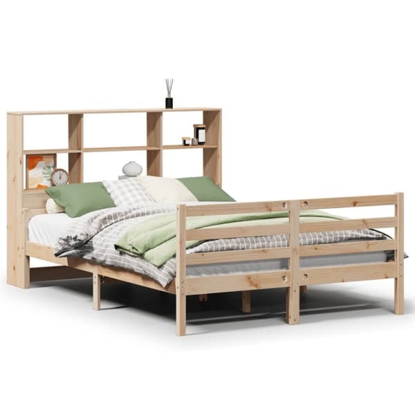 vidaXL Seng med bokhylle uten madrass 150x200 cm heltre furu