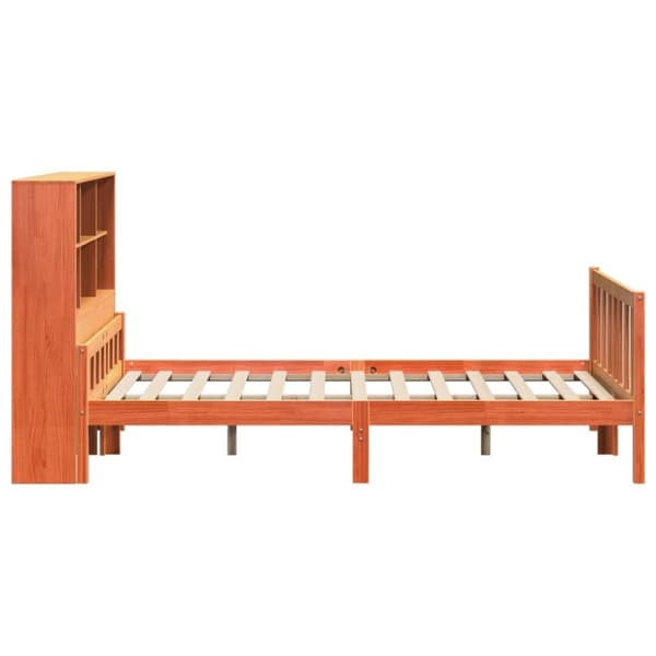 vidaXL Seng med bokhylle uten madrass voksbrun 160x200 cm heltre