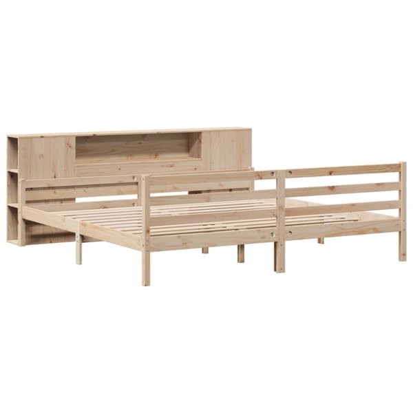 vidaXL seng med reol uden madras 200x200 cm massivt fyrretræ