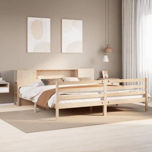 vidaXL seng med reol uden madras 200x200 cm massivt fyrretræ