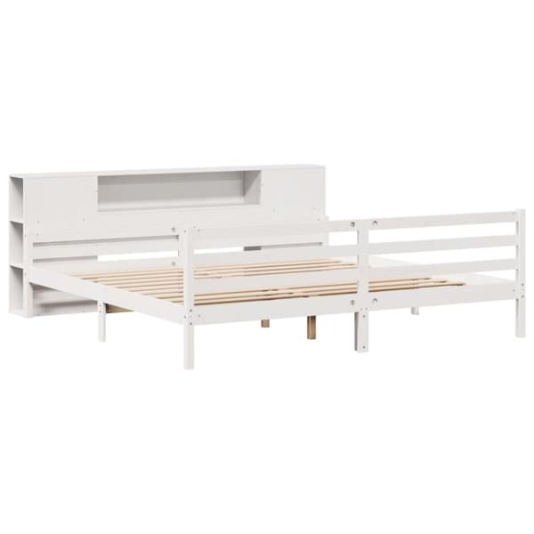 vidaXL seng med reol uden madras 180x200 cm massivt fyrretræ hvid