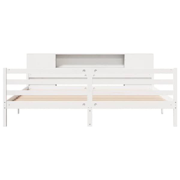 vidaXL seng med reol uden madras 180x200 cm massivt fyrretræ hvid