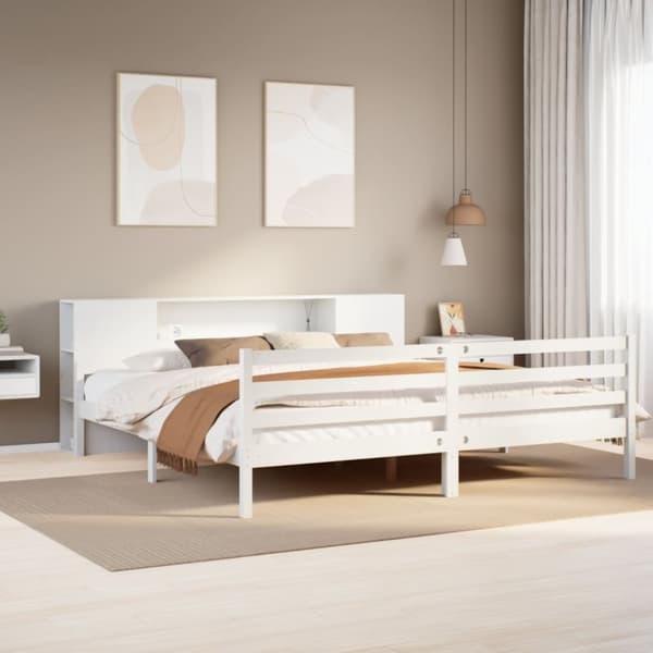 vidaXL seng med reol uden madras 180x200 cm massivt fyrretræ hvid