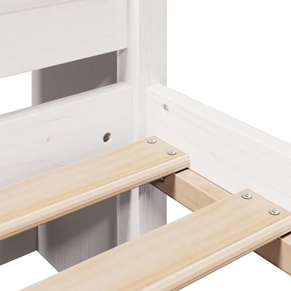 vidaXL Seng med bokhylle uten madrass hvit 150x200 cm heltre furu