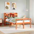 Miniatyrbilde 2 av 11: vidaXL Seng med bokhylle uten madrass voksbrun 120x200 cm heltre furu
