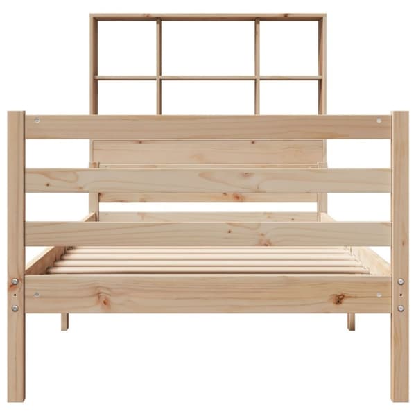 vidaXL Sänky kirjahyllyllä ilman patjaa 75x190 cm täysi mänty