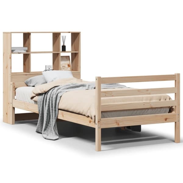 vidaXL Sänky kirjahyllyllä ilman patjaa 75x190 cm täysi mänty