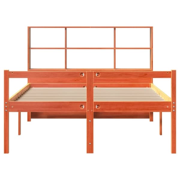 vidaXL Sängynrunko ilman patjaa vahanruskea 135x190 cm täysi puu