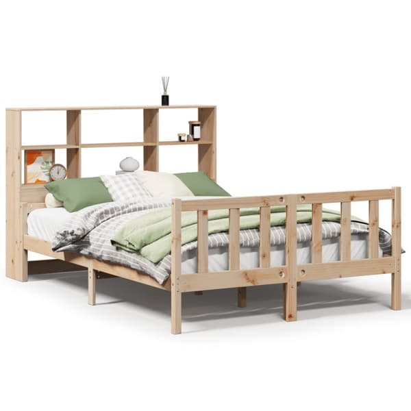 vidaXL seng med reol uden madras 120x190 cm massivt fyrretræ