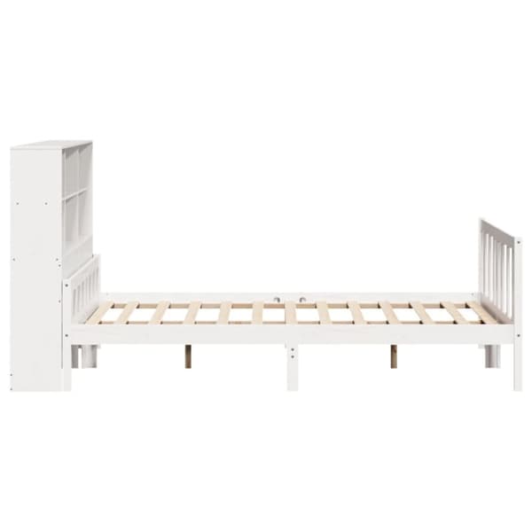 vidaXL Seng med bokhylle uten madrass hvit 150x200 cm heltre furu